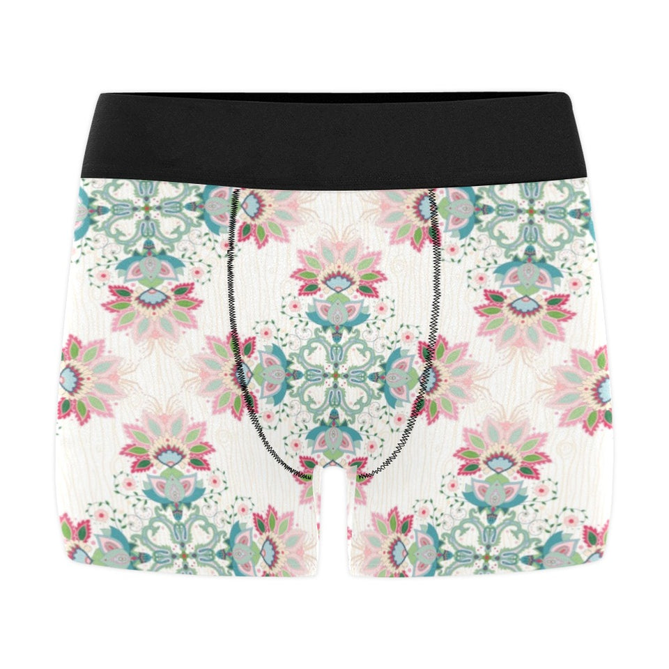 Square floral indian flower pattern Men's All Over Print Boxer Briefs Men's Underwear