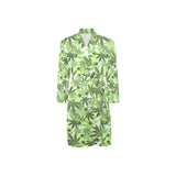 Canabis Marijuana Weed Pattern Print Design 01 Men's Long Sleeve Belted Night Robe