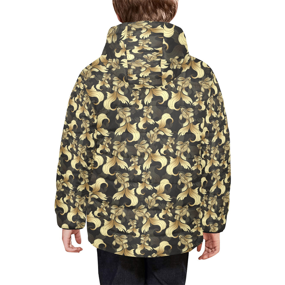 Goldfish Pattern Print Design 01 Kids' Boys' Girls' Padded Hooded Jacket