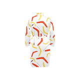 Waterclor boomerang Australian aboriginal ornament Men's Long Sleeve Belted Night Robe