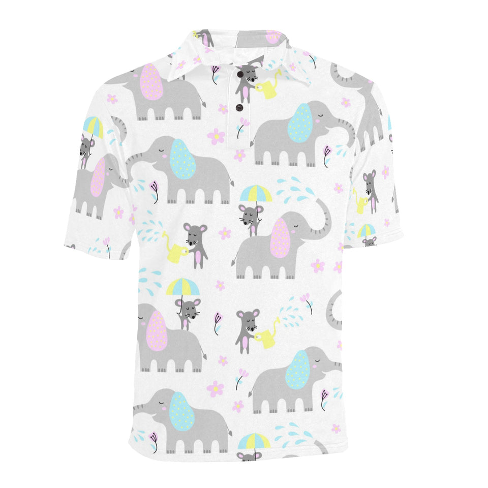 Cute elephant mouse pattern Men's All Over Print Polo Shirt