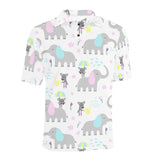 Cute elephant mouse pattern Men's All Over Print Polo Shirt