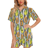 papaya design pattern Women's V-Neck Short Pajama Set