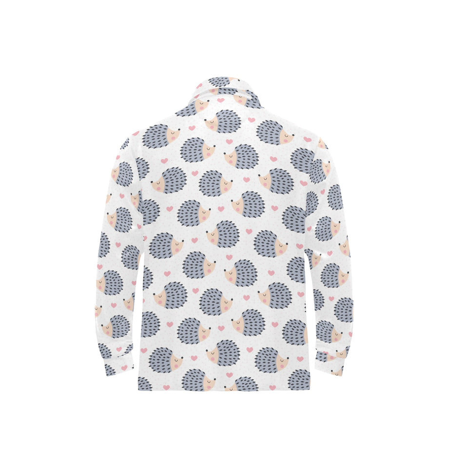 Hedgehog Pattern Print Design 04 Men's Long Sleeve Polo Shirt