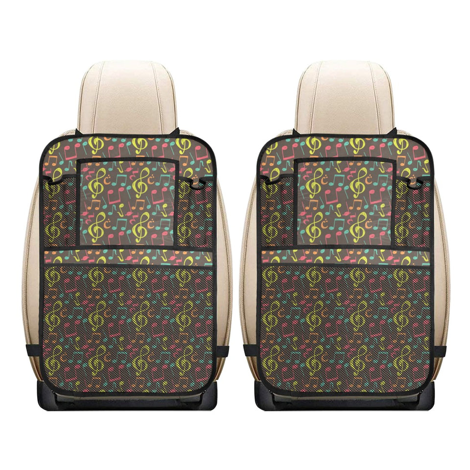 Music Notes Pattern Print Design 05 Car Seat Back Organizer