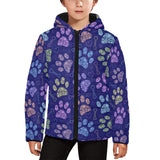 Dog Paws Pattern Print Design 02 Kids' Boys' Girls' Padded Hooded Jacket