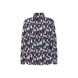 Deers Winter Christmas pattern Women's Long Sleeve Polo Shirt