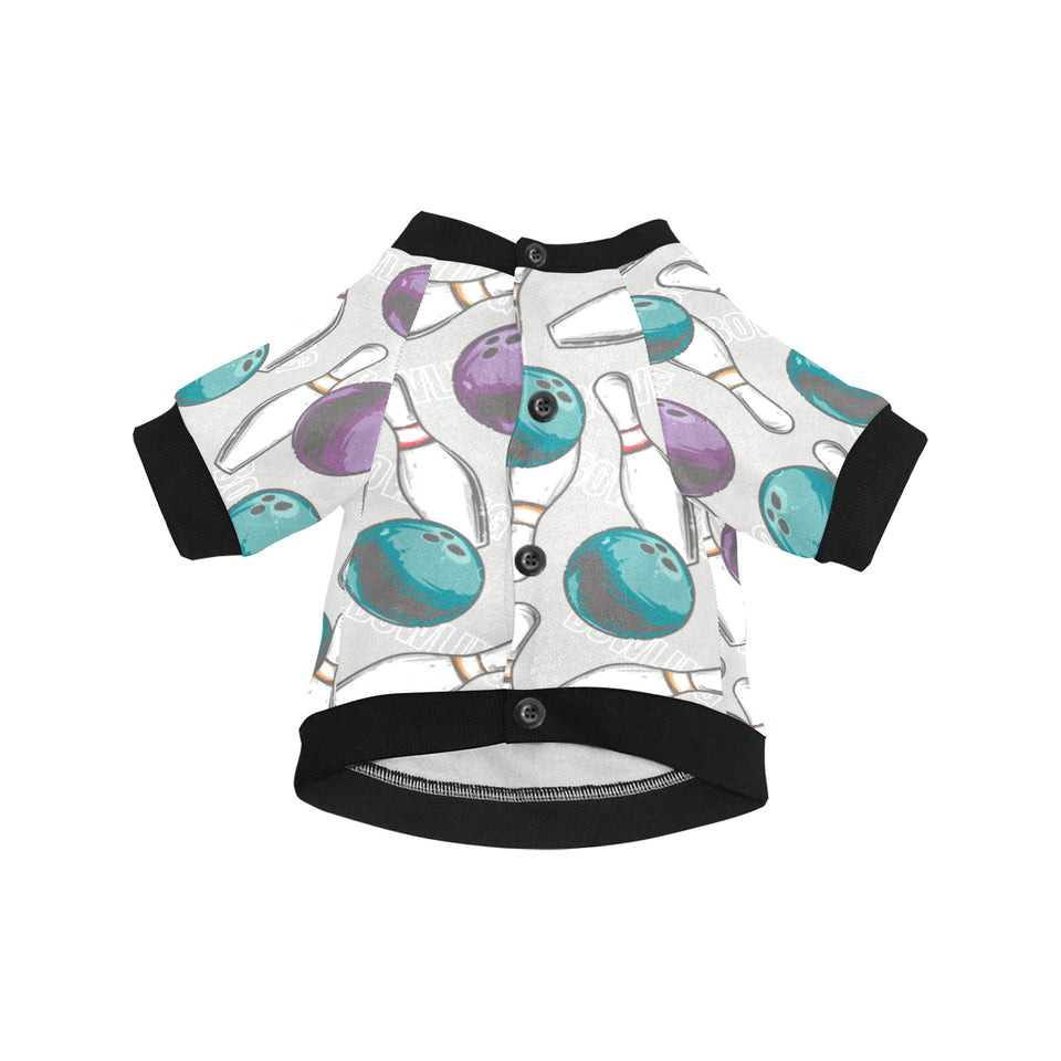 Bowling ball and pin gray background All Over Print Pet Dog Round Neck Fuzzy Shirt