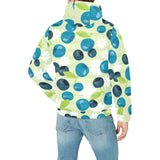 blueberry flower pattern Men's Padded Hooded Jacket