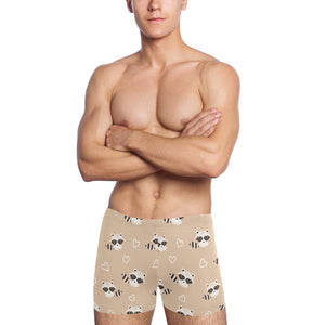Cute raccoon heart pattern Men's Swimming Trunks