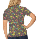 Music Notes Pattern Print Design 05 Women's All Over Print Polo Shirt