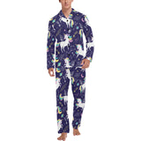 Hand drawn cute unicorn star planet Men's Long Pajama Set