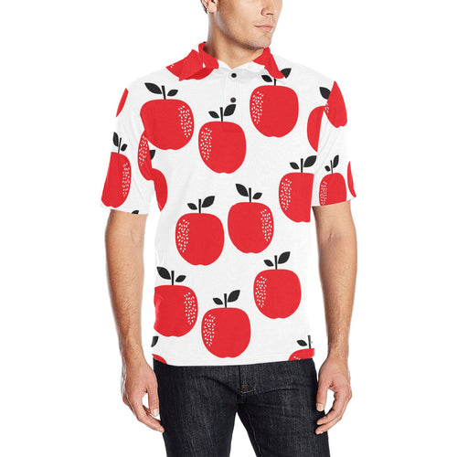 red apples white background Men's All Over Print Polo Shirt