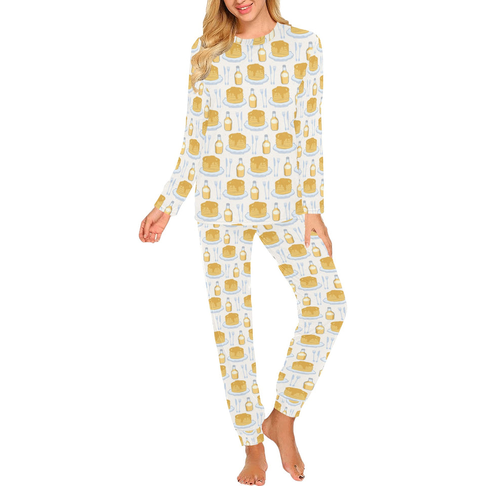 Pancake Pattern Print Design 05 Women's All Over Print Pajama Set