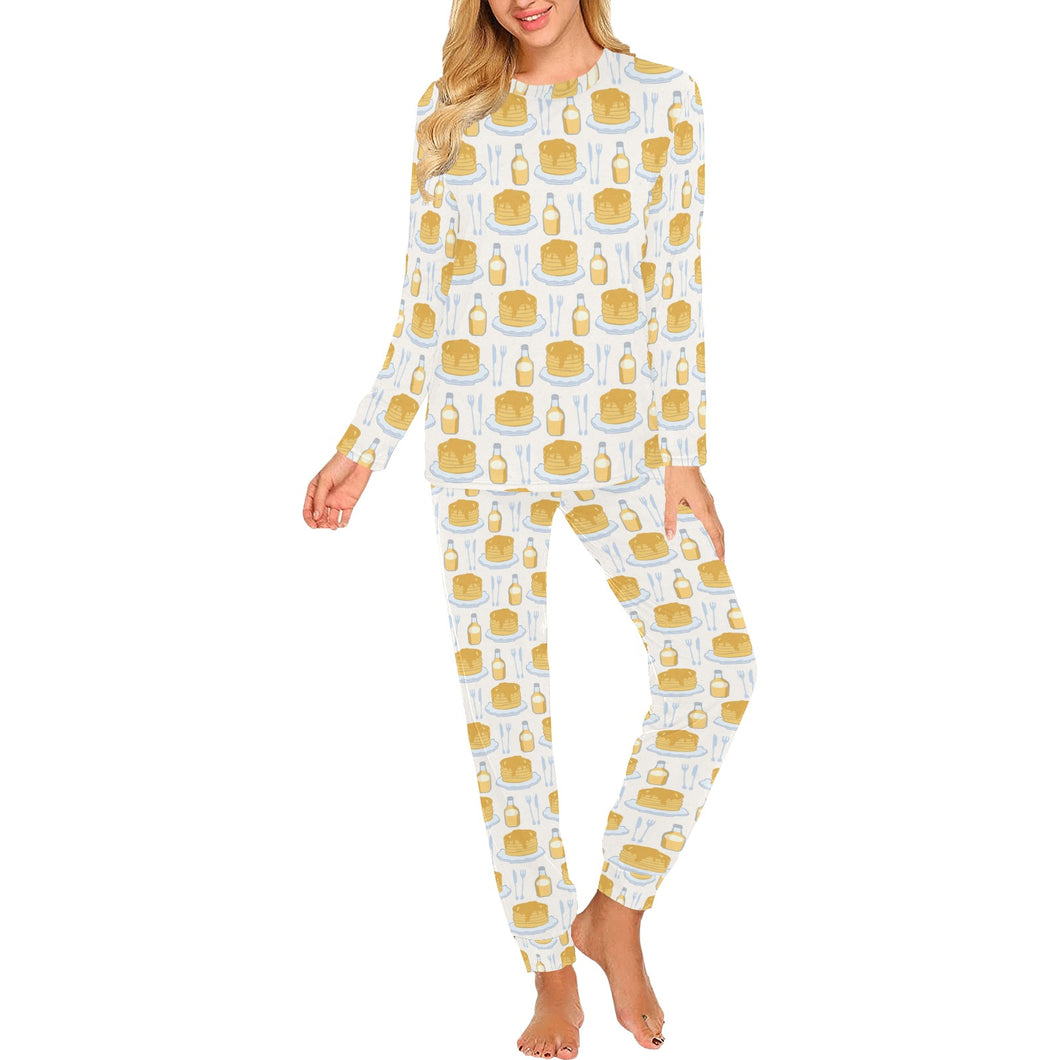 Pancake Pattern Print Design 05 Women's All Over Print Pajama Set