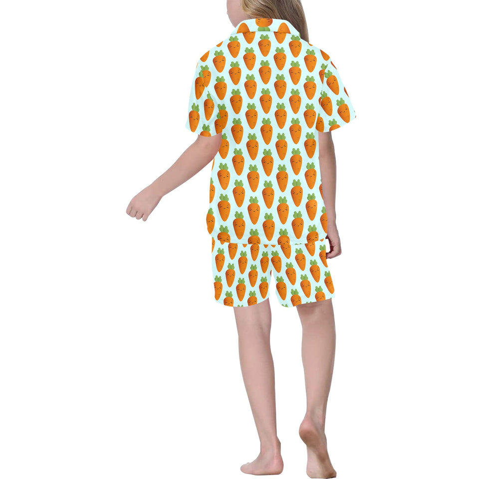 Carrot Pattern Print Design 03 Kids' Boys' Girls' V-Neck Short Pajama Set