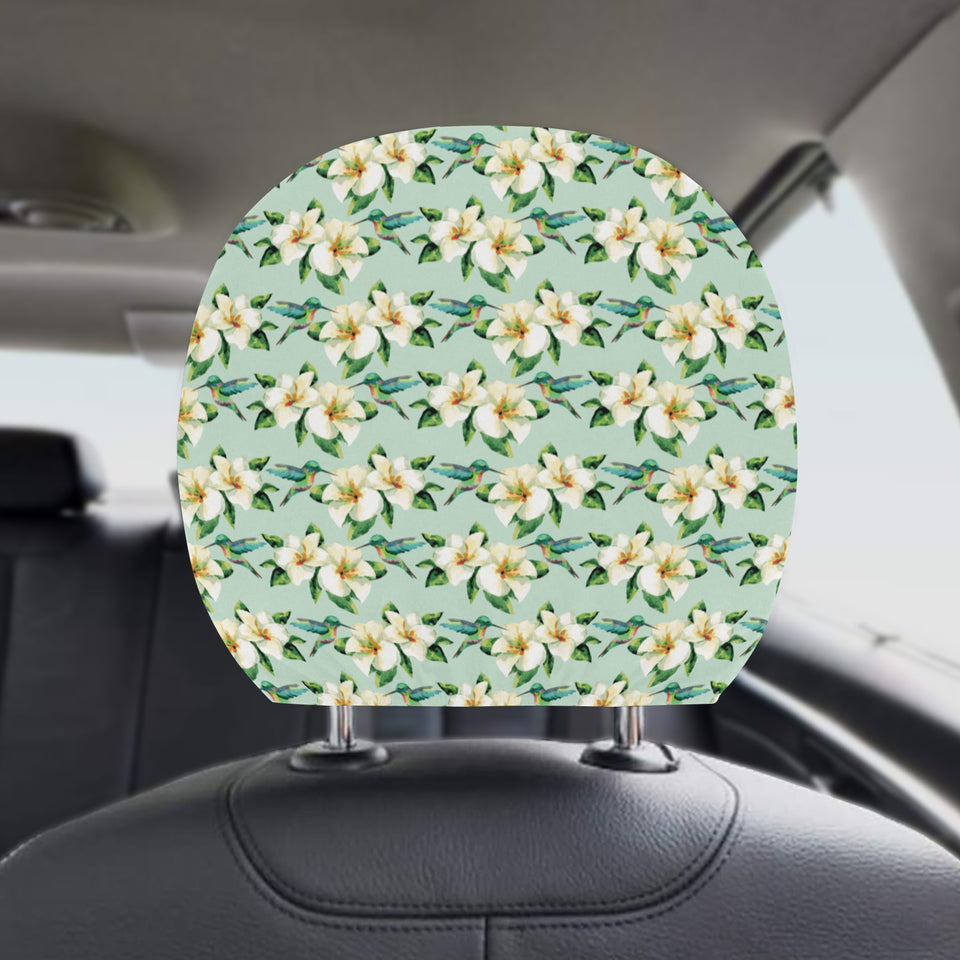 Hummingbird Pattern Print Design 01 Car Headrest Cover