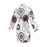 Classic vintage clock pattern Women's Long Sleeve Belted Night Robe