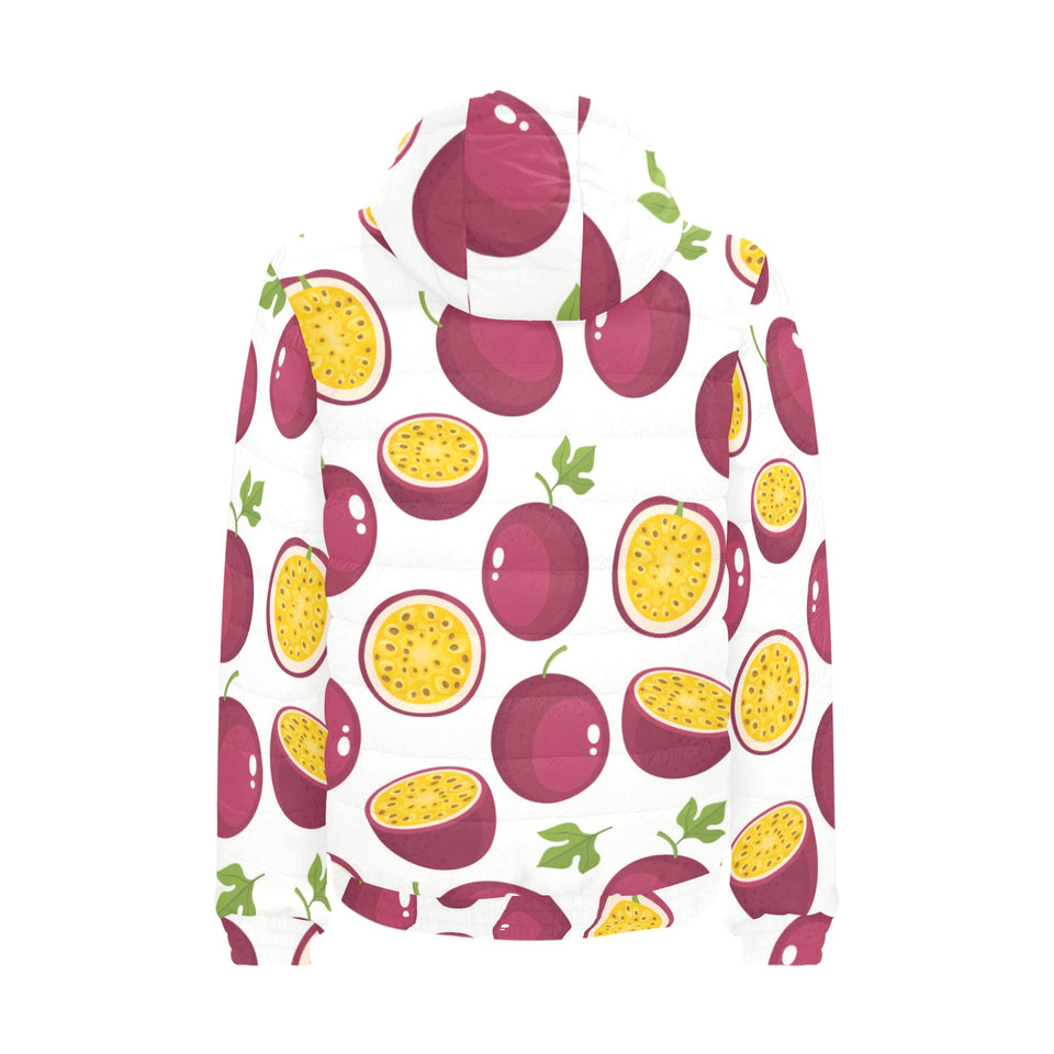 Passion fruit design pattern Men's Padded Hooded Jacket