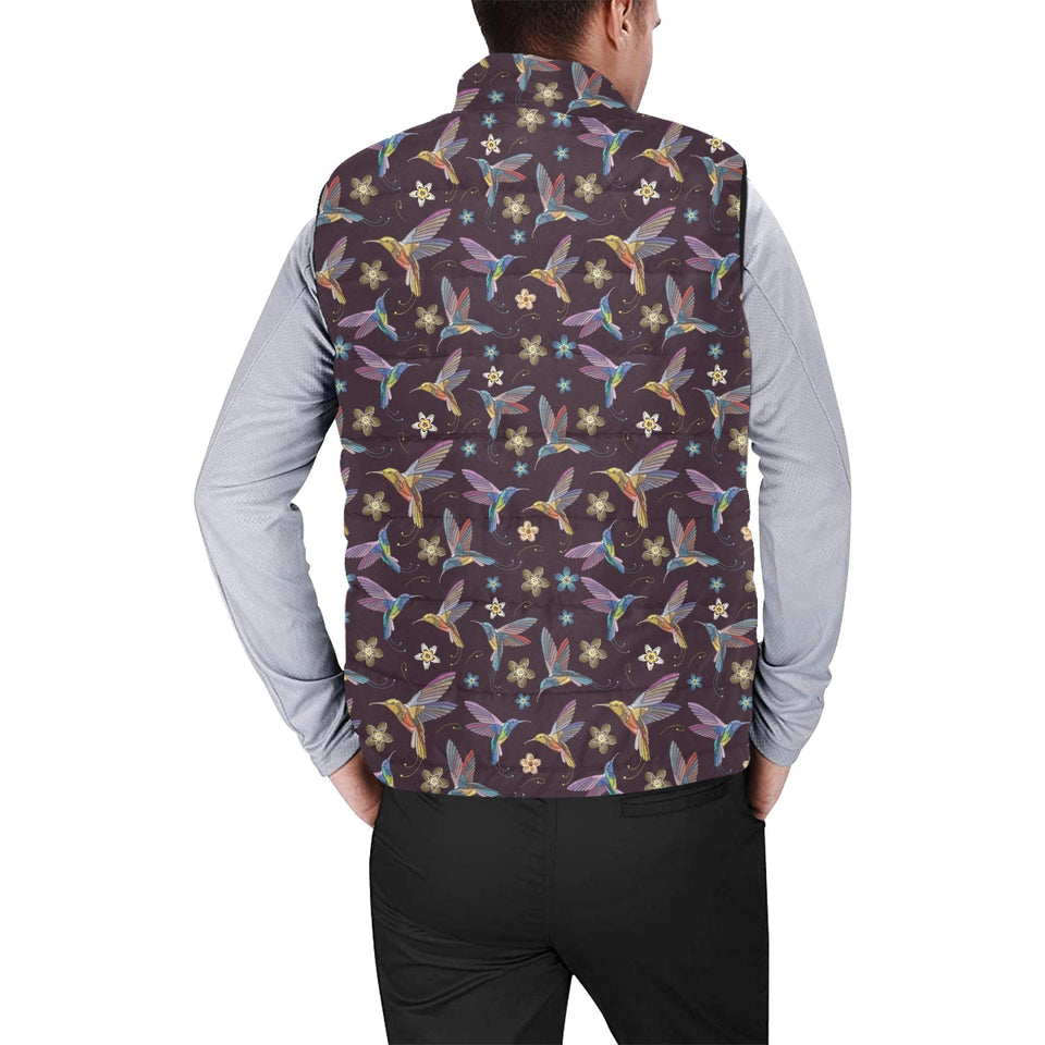 Hummingbird Pattern Print Design 04 Men's Padded Vest