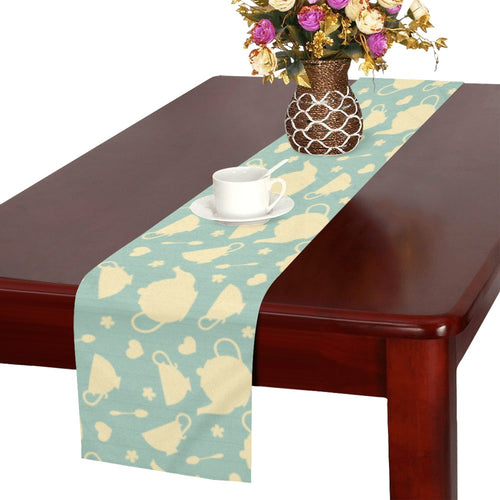 Tea pots Pattern Print Design 02 Table Runner