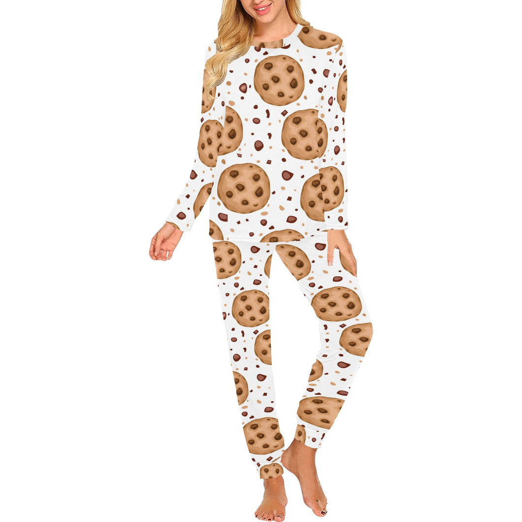 chocolate chip cookie pattern Women's All Over Print Pajama Set