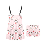 Cute goat pattern Chest Sexy Pleated Two Piece Swim Dress