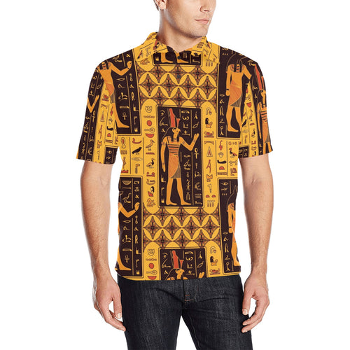 Egypt Hieroglyphics Pattern Print Design 05 Men's All Over Print Polo Shirt