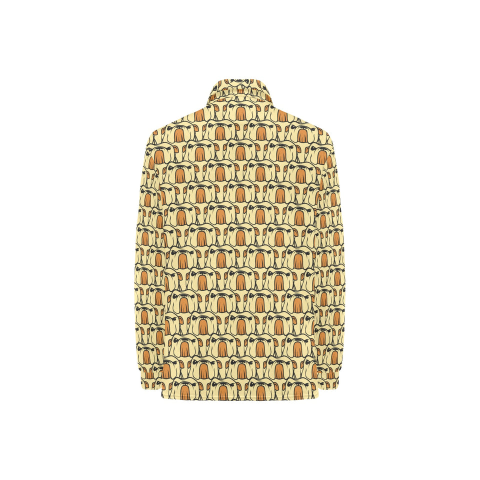 English Bulldog Pattern Print Design 02 Women's Long Sleeve Polo Shirt