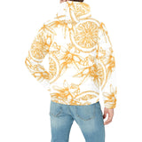 hand drawn orange fruit pattern Men's Padded Hooded Jacket
