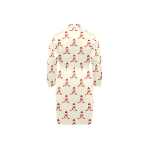 Golden Retriever Pattern Print Design 01 Men's Long Sleeve Belted Night Robe