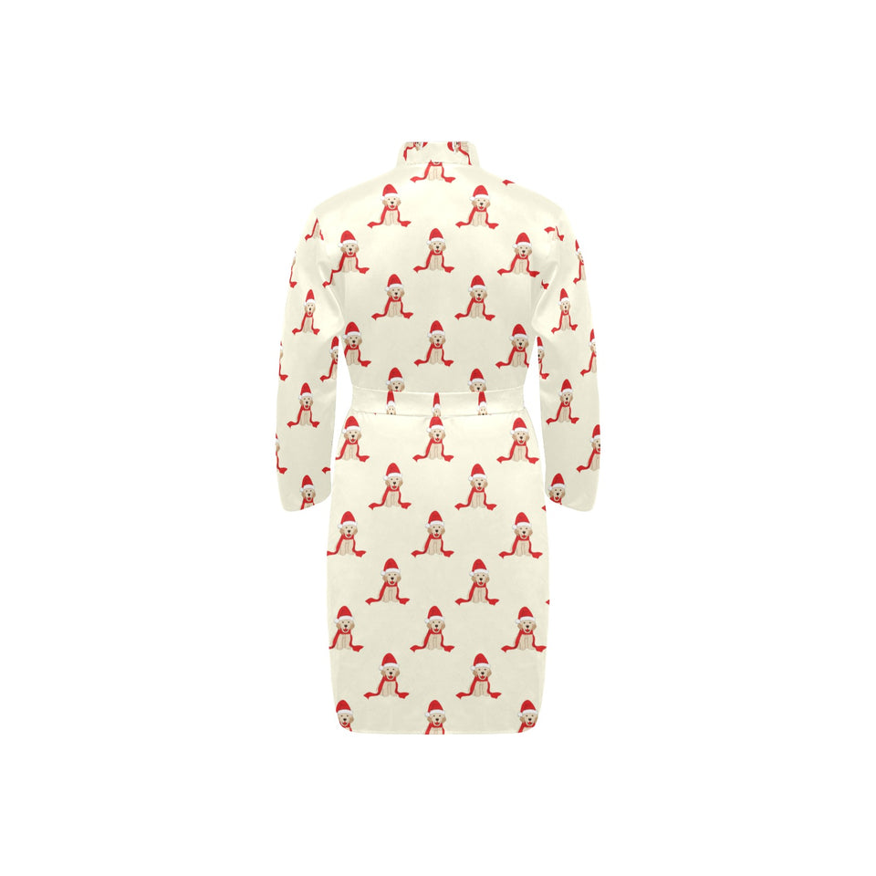 Golden Retriever Pattern Print Design 01 Men's Long Sleeve Belted Night Robe