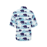 polar bear winter snow pattern Women's All Over Print Hawaiian Shirt