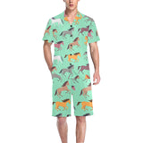 Colorful horses pattern Men's V-Neck Short Pajama Set