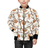 Sloths hanging on the tree pattern Kids' Boys' Girls' Bomber Jacket