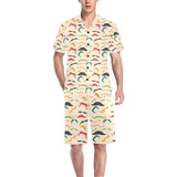 Mustache Beard Pattern Print Design 03 Men's V-Neck Short Pajama Set