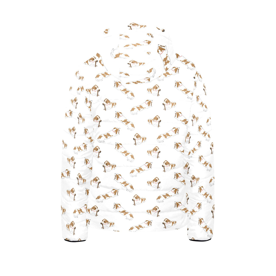 Jack Russel Pattern Print Design 04 Kids' Boys' Girls' Padded Hooded Jacket