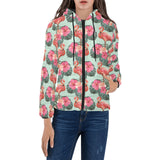 Beautiful flamingo tropical palm leaves hibiscus p Women's Padded Hooded Jacket