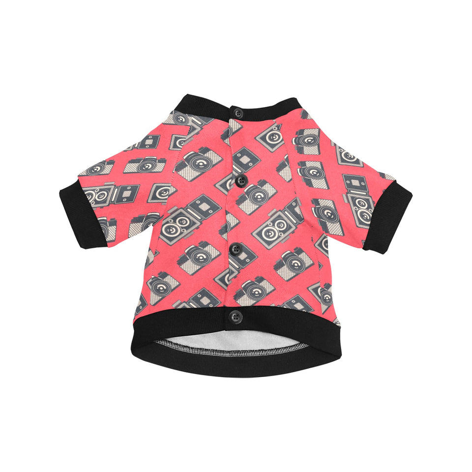 Camera Pattern Print Design 05 All Over Print Pet Dog Round Neck Fuzzy Shirt