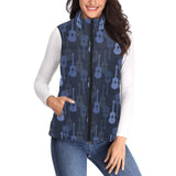 Blue Theme guitar pattern Women's Padded Vest