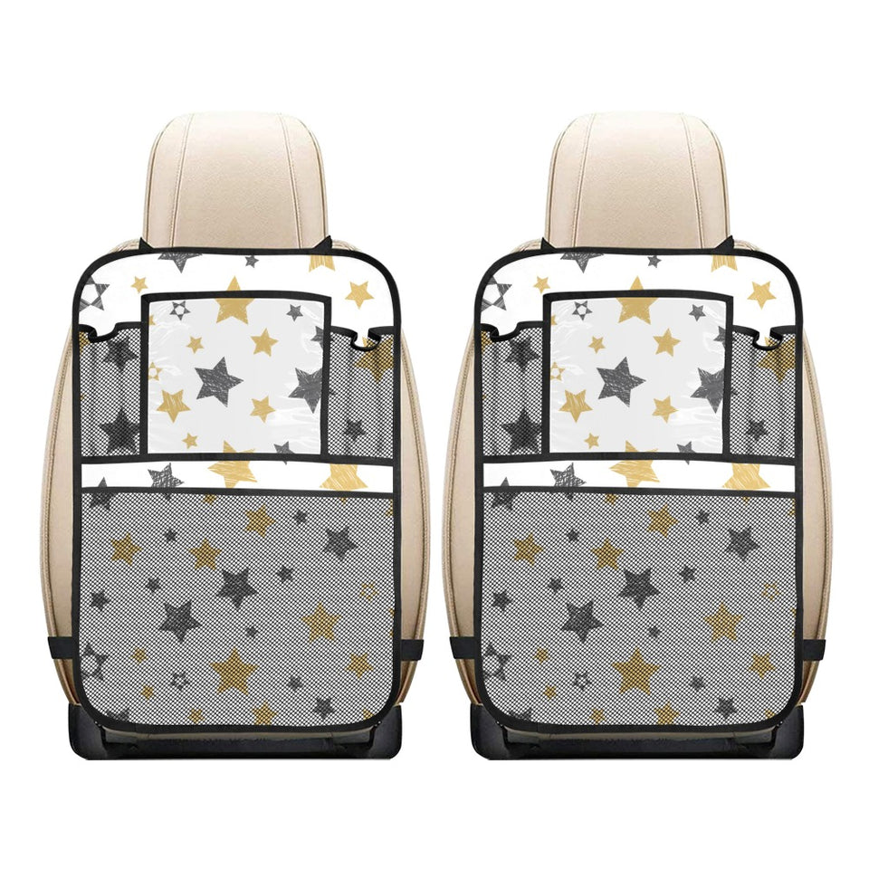 hand drawn gold black star pattern Car Seat Back Organizer