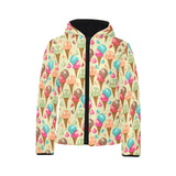 Colorful ice cream pattern Kids' Boys' Girls' Padded Hooded Jacket