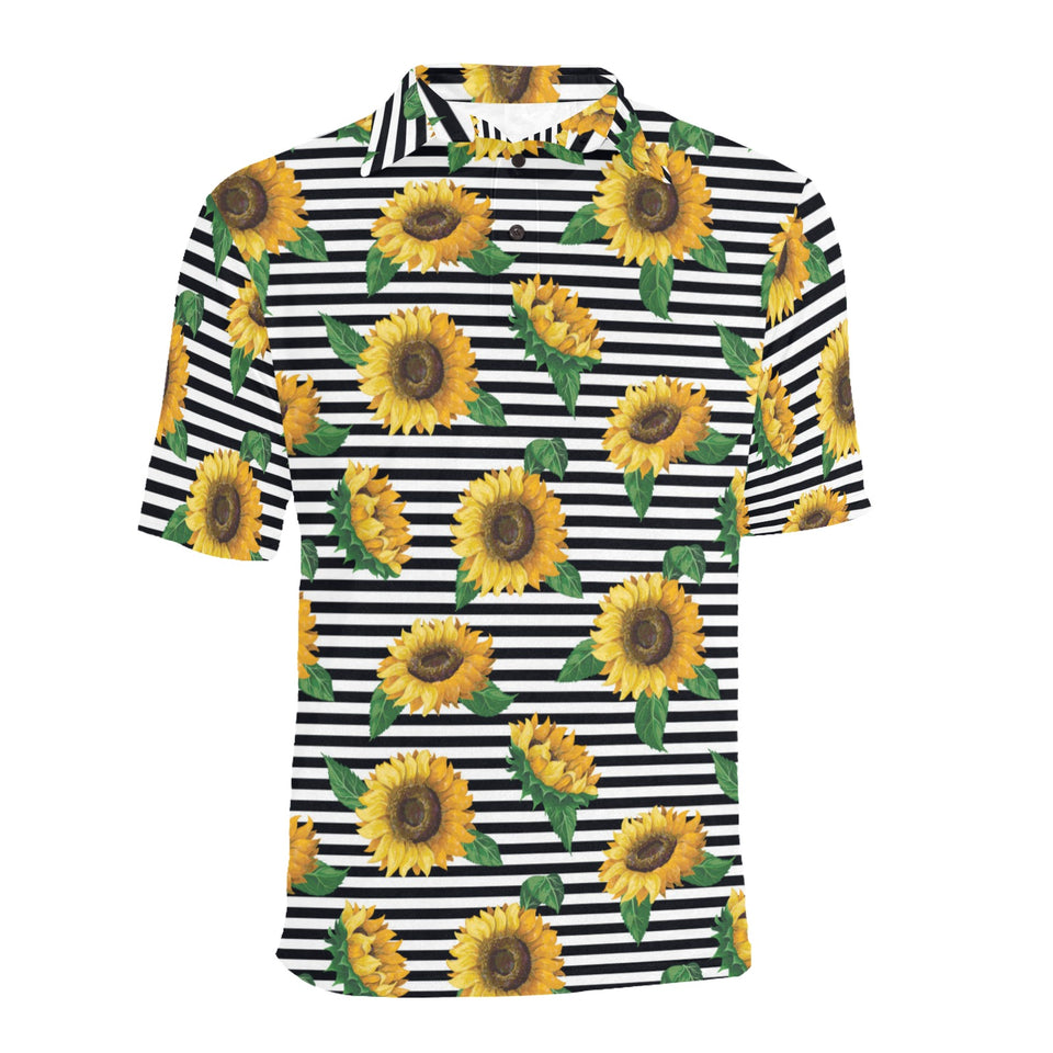 sunflowers ribbon background Men's All Over Print Polo Shirt