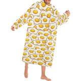 Fried Eggs Pattern Print Design 02 Blanket Robe with Sleeves