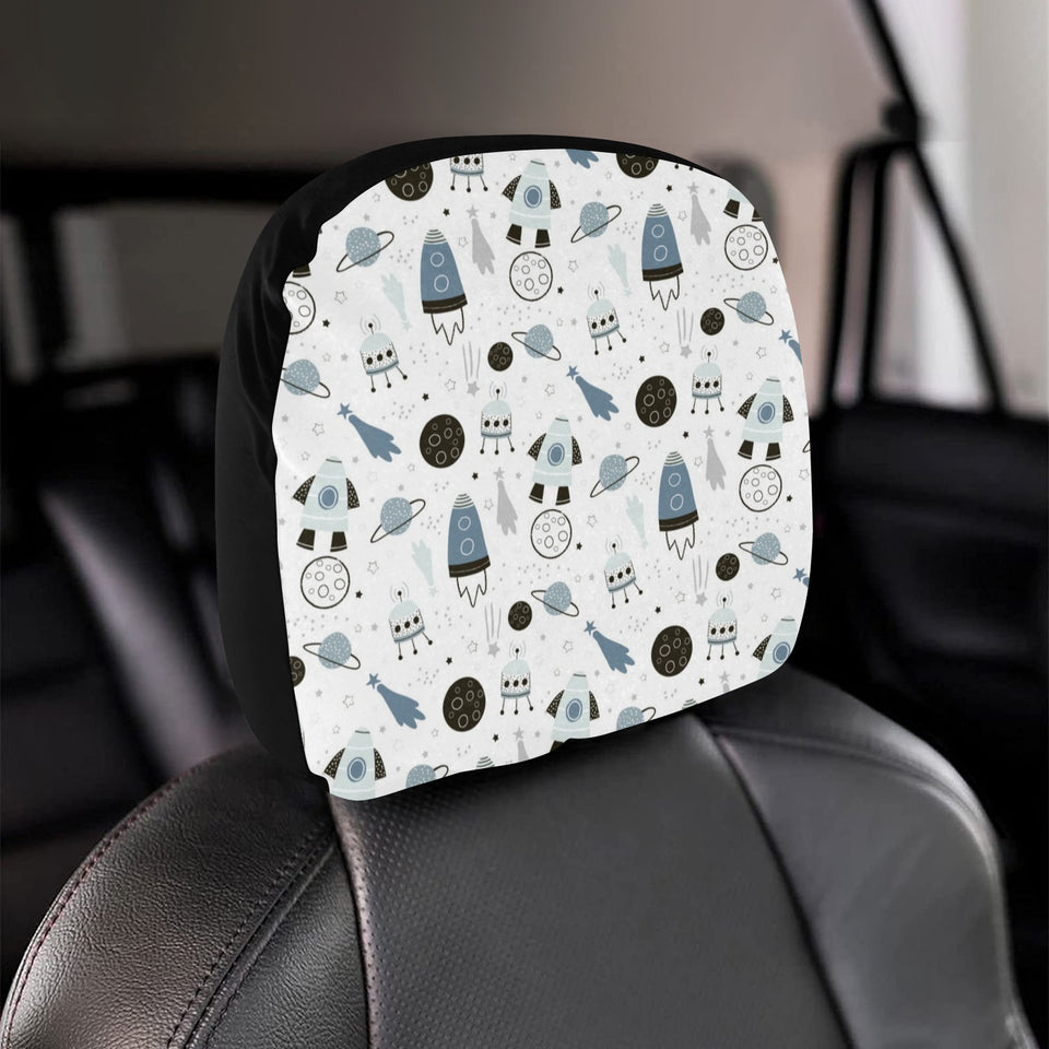 Hand drawn space elements space rocket star planet Car Headrest Cover