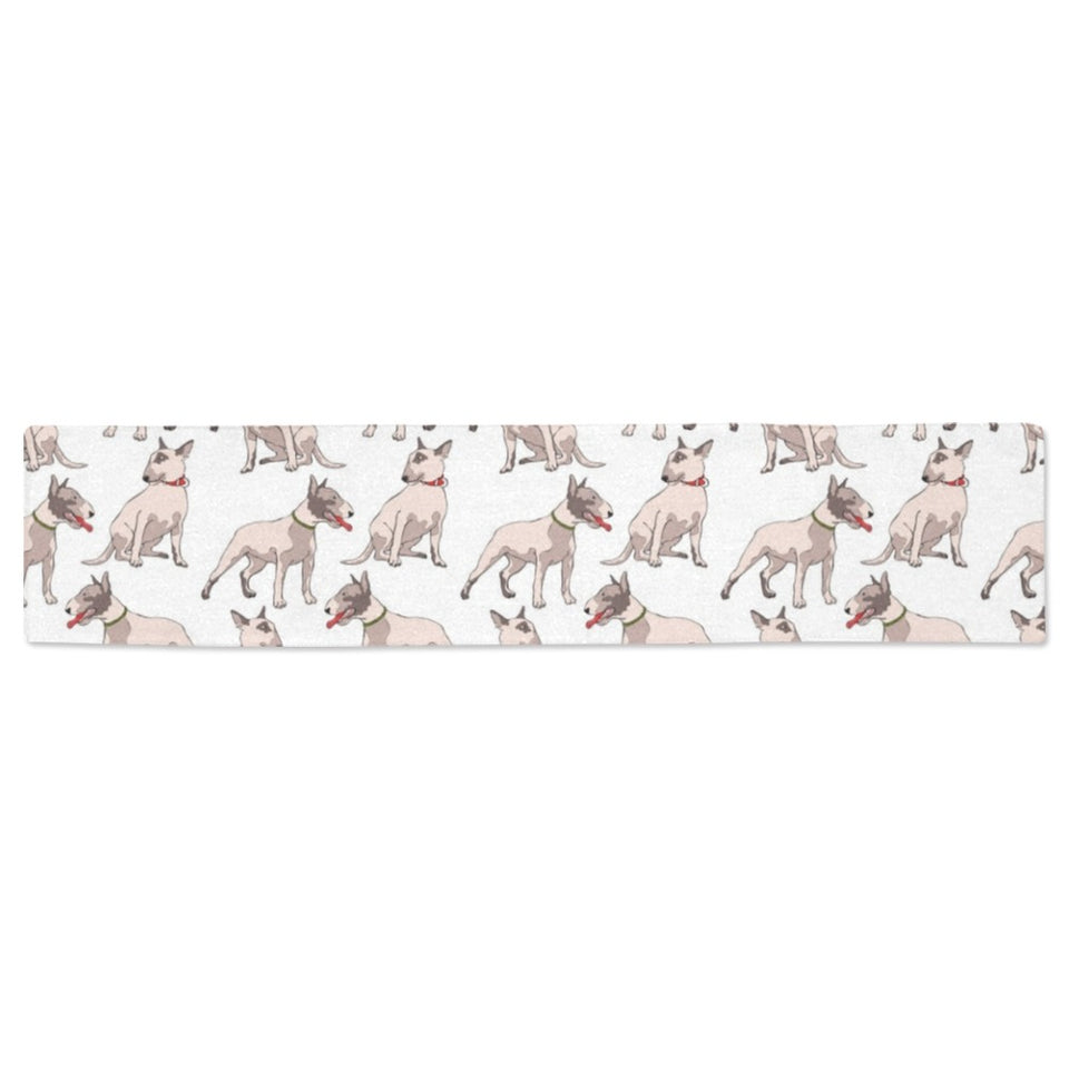 Bull Terrier Pattern Print Design 04 Table Runner