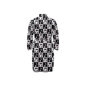 Music Notes Pattern Print Design 01 Men's Long Sleeve Belted Night Robe