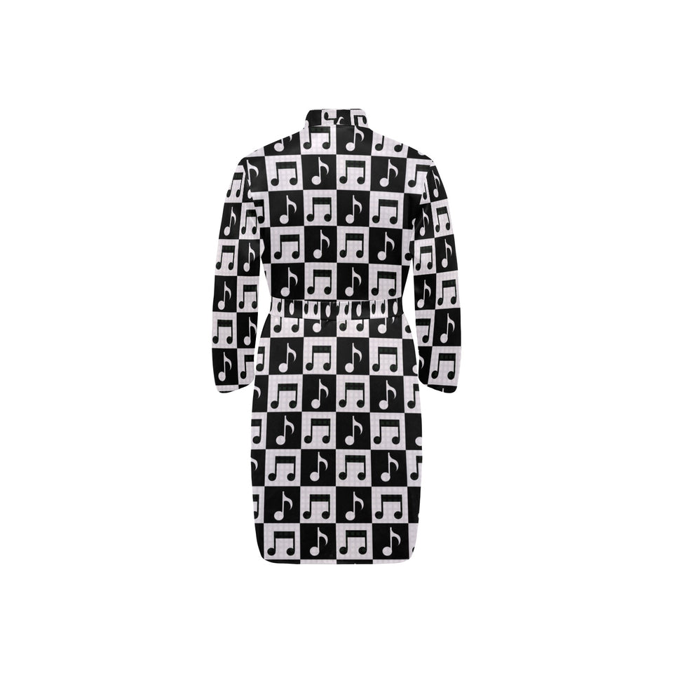 Music Notes Pattern Print Design 01 Men's Long Sleeve Belted Night Robe