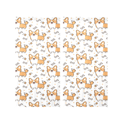 Cute corgi heart star bone pattern Gauze Curtain