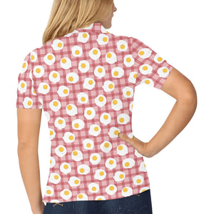 Fried Eggs Pattern Print Design 03 Women's All Over Print Polo Shirt